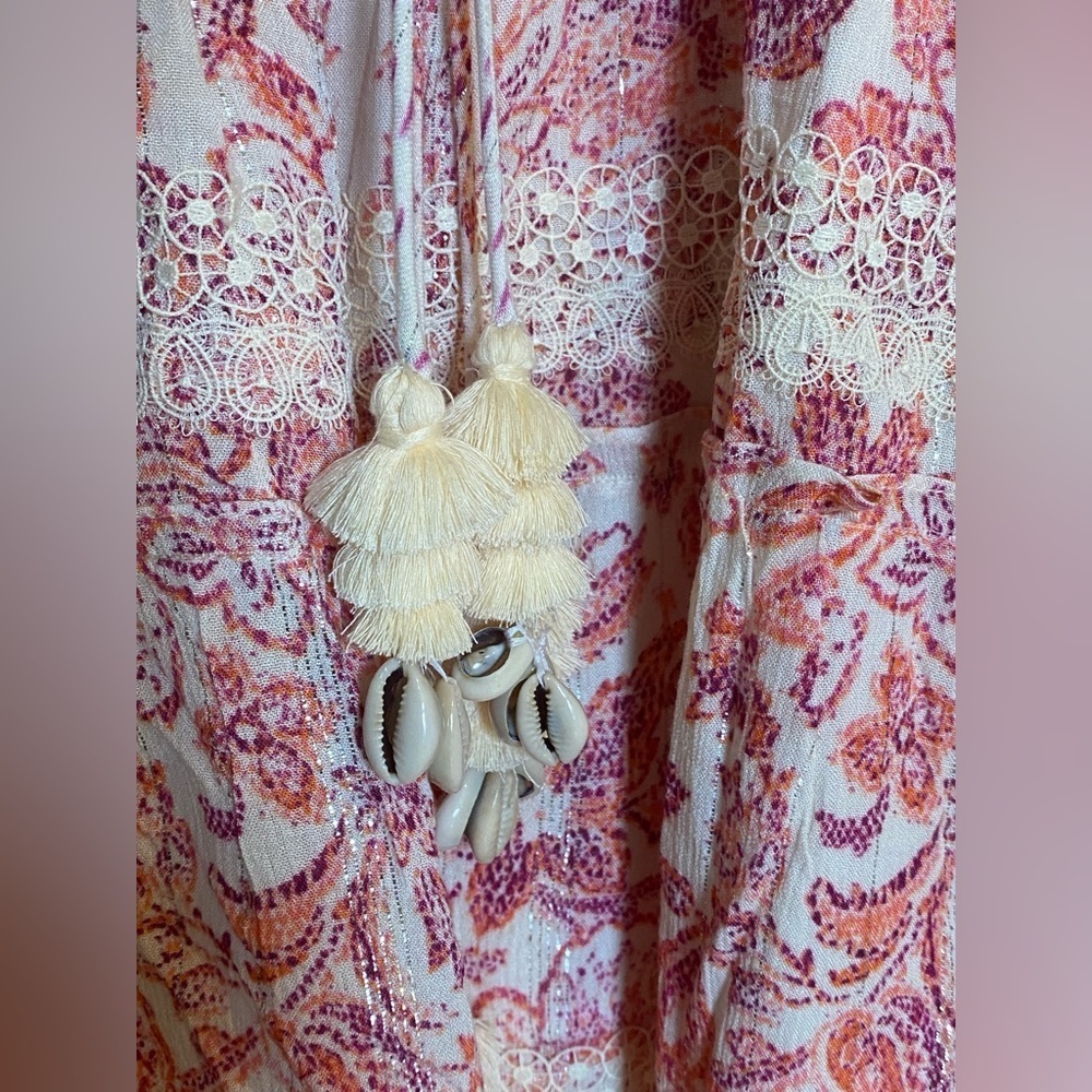 Hemant & Nandita Suki Mini Dress Off White & Crimson Red Cottagecore Rococo - Picture 5 of 5